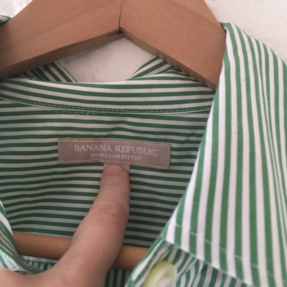 Banana Republic green stripe button down shirt - Picture 4 of 4